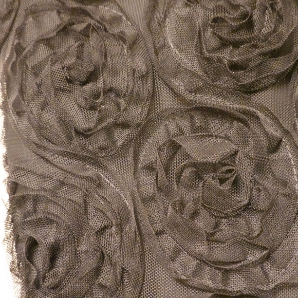 POLECI Black Dress with Shiney Skirt and Rosettes of Tulle Bodice - Picture 3 of 5